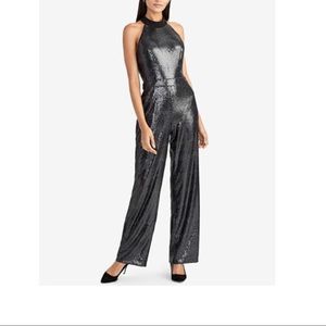 Rachel Roy Black Sequin Halter Jumpsuit